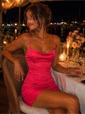 NWT Hippie Rose Satin Pink Mini Cocktail Dress